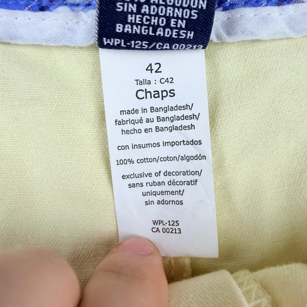 Chaps Men's Size 42 Flat Front Chino Shorts Yellow Cotton